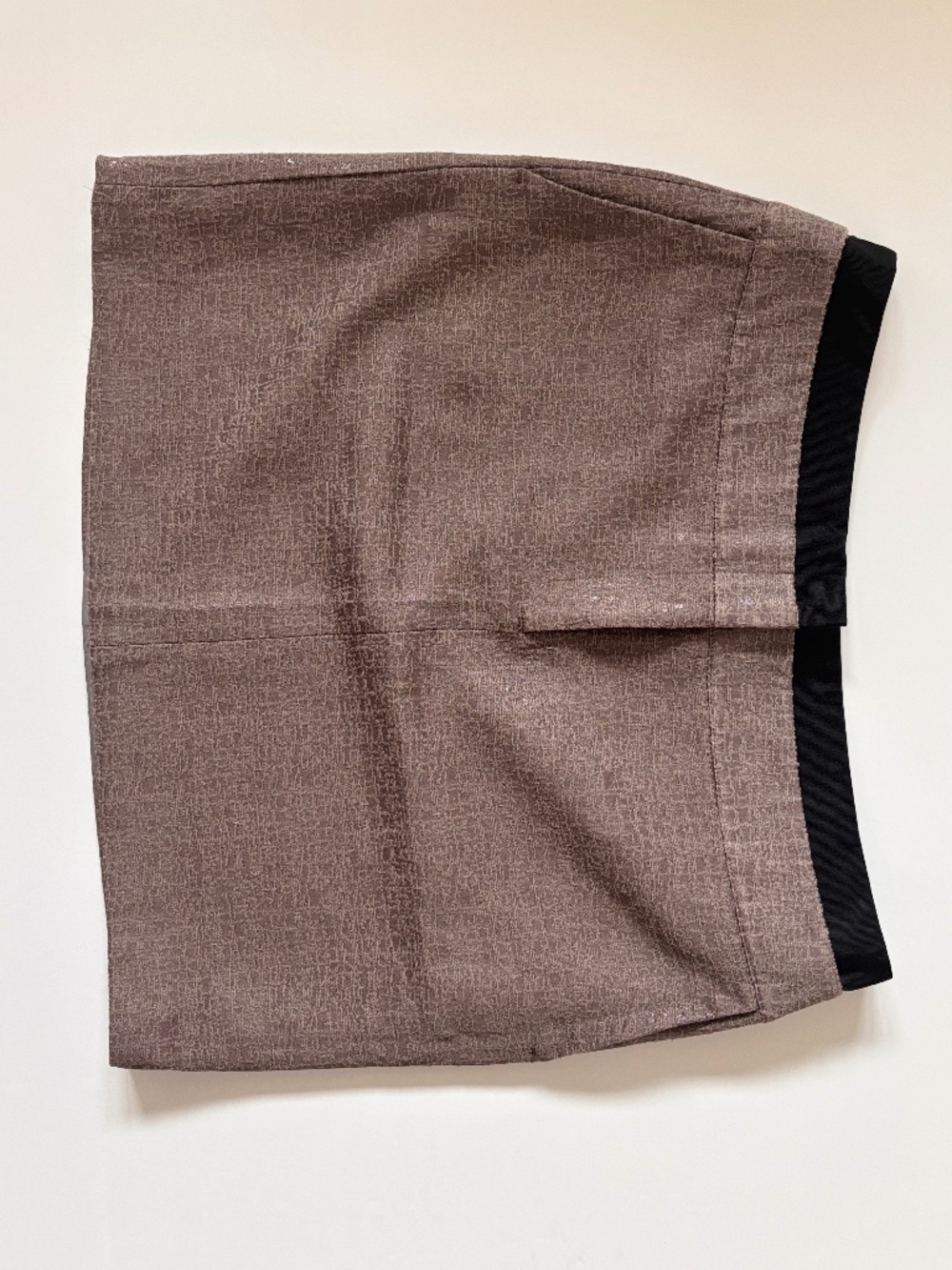 LOFT Metallic Textured Mini Skirt Size 12 Taupe Brown Black Waist Y2K